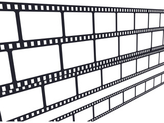 Fototapeta premium A close up of multiple film strips arranged in a pattern against white backdrop