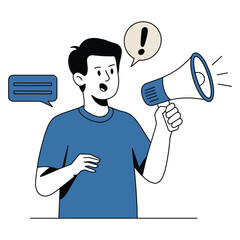 funny cartoon man with megaphone