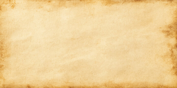 Aged vintage parchment background with a stained brown antique paper texture featuring a grungy worn pattern on a blank retro sheet for ancient document design