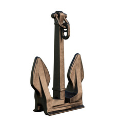 20th-century anchor on transparent background. 3D Render