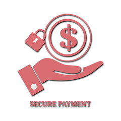 Secure Payment Icon – Dollar Sign, Hand, and Lock Symbol for Digital Transactions