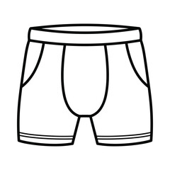 Simple line drawing of men s boxer briefs underwear isolated on white background
