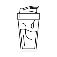 Simple line art illustration of a protein shaker bottle with liquid inside