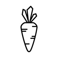 Simple outline icon of a fresh carrot vegetable on a white background
