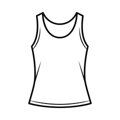 Simple line drawing of a sleeveless tank top or camisole on a white background