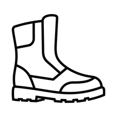 Simple line art icon of a rugged work boot with thick soles