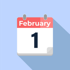 February 1 Vector Calendar
Modern flat color vector calendar with date