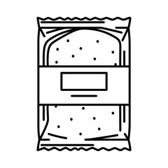 Clean outline drawing of a sealed snack bar package with a blank label for branding