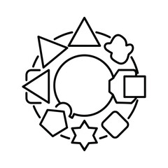 Circular arrangement of various geometric and abstract shapes for learning and development
