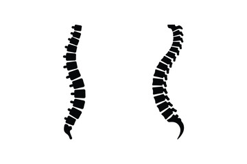 Naklejka premium Human Spine Silhouette Icon Collection on White Background