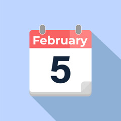 February 5 Vector Calendar
Modern flat color vector calendar with date