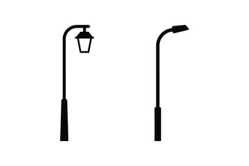 Street Lamp Silhouette Icon Collection on White Background