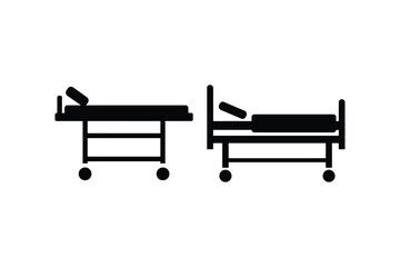 Stretcher Silhouette Icon Set on White Background