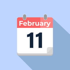 February 11 Vector Calendar
Modern flat color vector calendar with date