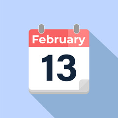 February 13 Vector Calendar
Modern flat color vector calendar with date