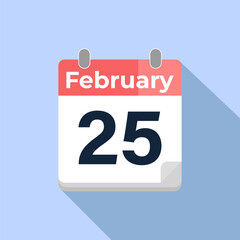 February 25 Vector Calendar
Modern flat color vector calendar with date