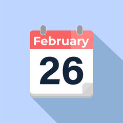 February 26 Vector Calendar
Modern flat color vector calendar with date