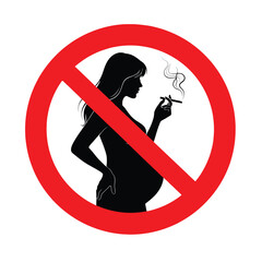 No smoking during pregnancy a warning sign with a silhouette