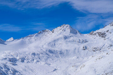 snow covered mountains in winter