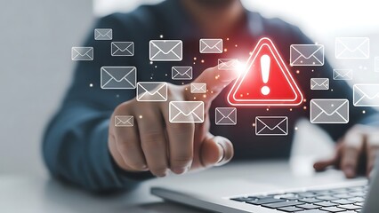 Urgent email warning about data breach, system error, or possible online scam, perfect for cybersecurity campaigns and fraud prevention awareness