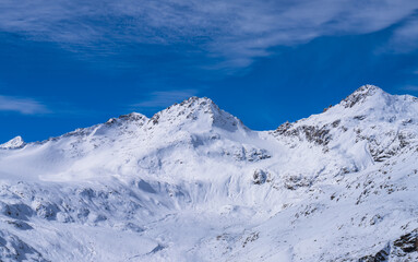 snow covered mountains in winter
