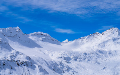 snow covered mountains in winter