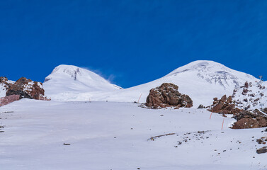 snow covered mountains in winter