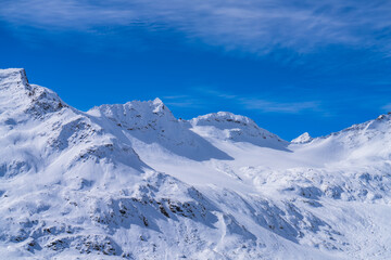 snow covered mountains in winter