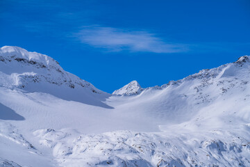 snow covered mountains in winter