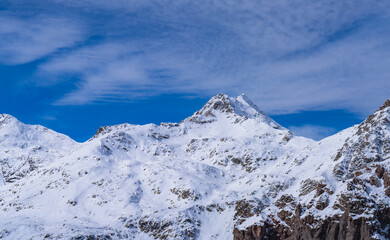 snow covered mountains in winter
