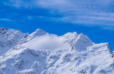 snow covered mountains in winter