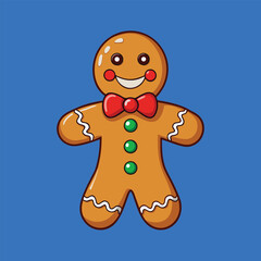 Gingerbread cooky. Vector illustration of Christmas baking. Cartoon flat style.