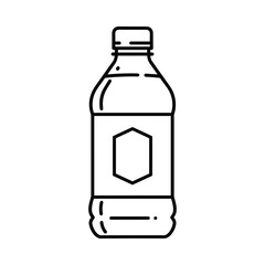 Simple outline drawing of a plastic water bottle with a label