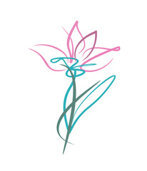 Stylized flower logo. Spring flower color icon. Bloom in spring, Women's Day, March 8th.