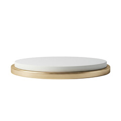 White and gold round podium isolated on transparent background