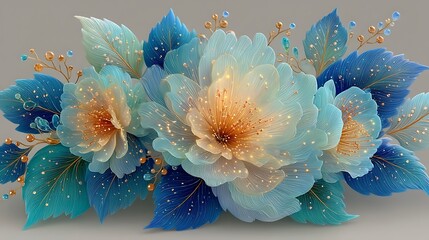 Artistic soft color flower arrangement with golden veins high resolution picture