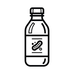 Simple outline icon of a bottle with a pickle on the label