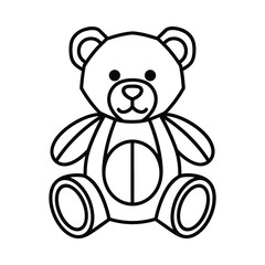 Simple outline drawing of a classic teddy bear sitting down with a friendly expression