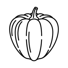 Simple black and white line drawing of a whole pumpkin with a stem
