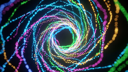 Abstract AI swirl of neon particles