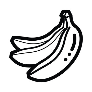 Hand drawn sketch of a bunch of bananas in black and white outline style