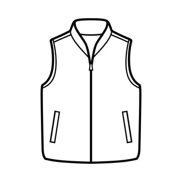 Simple line drawing of a sleeveless zippered vest with pockets