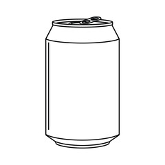 Simple black and white line drawing of a blank aluminum beverage can