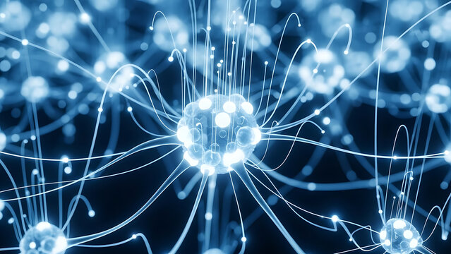 D neural network nodes connected by lum