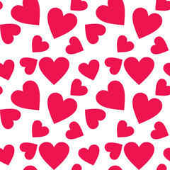 Playful heart pattern on white  background for valentine's day decor, vector illustration 