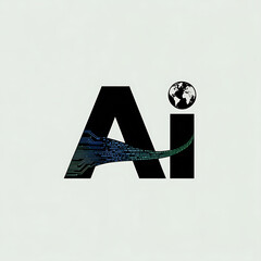 Artificial intelligence logo with earth globe and abstract design