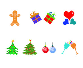 Set of Christmas icons white background