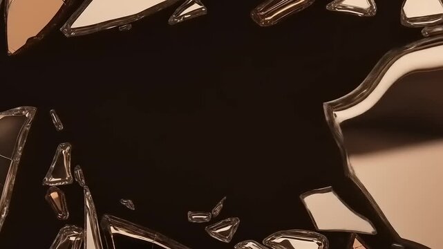 Abstract pattern of fragmented reflective shards with central smooth dark area