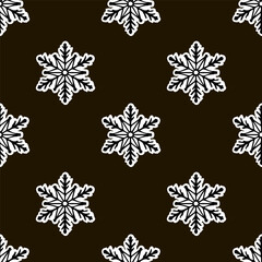 Christmas seamless pattern with beautiful snowflakes black background. Winter vector background.