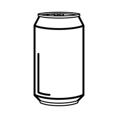 Simple line drawing of a blank beverage can outline isolated on white background
